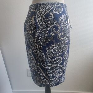 🆕 Michael Kors Sapphire Blue Paisley business casual office work Pencil Skirt_4